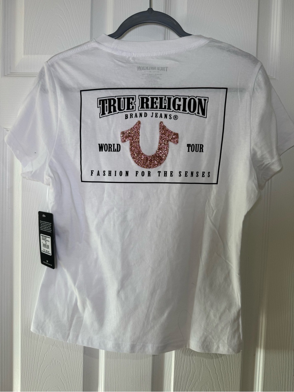 True Religion Logo Tee with Rose Gold Accent